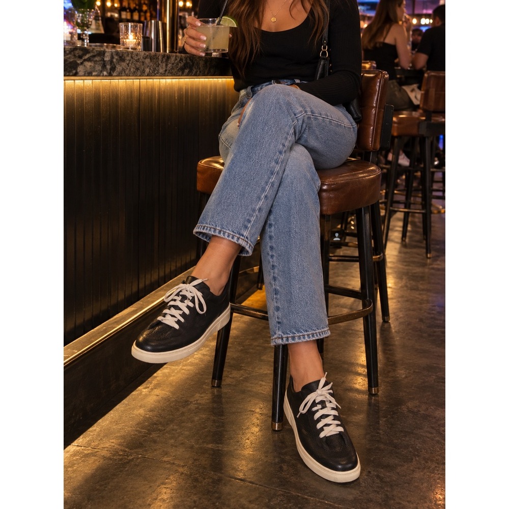 Jacques Soloviere Paris Herve Black Grained Leather Sneakers Womens 40